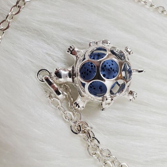 Aromatherapy necklace turtle shape with natural lava rock stone - Picture 7 of 11